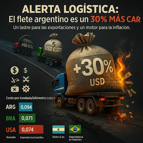 Alerta logística el flete en camión en Argentina encarece las exportaciones un 30% respecto a Brasil y EE.UU