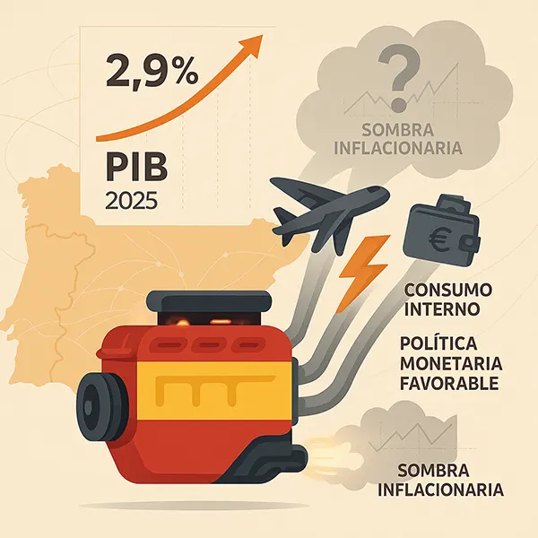 España acelera su motor económico CaixaBank eleva su previsión de crecimiento al 2,9 % para 2025 pese a la sombra inflacionaria