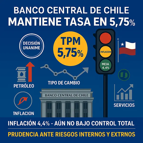 Banco Central de Chile mantiene la tasa y advierte riesgos la inflación aún no está completamente bajo control