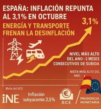 Inflación en España sube al 3,1%: energía, transporte y demanda interna frenan la desinflación”